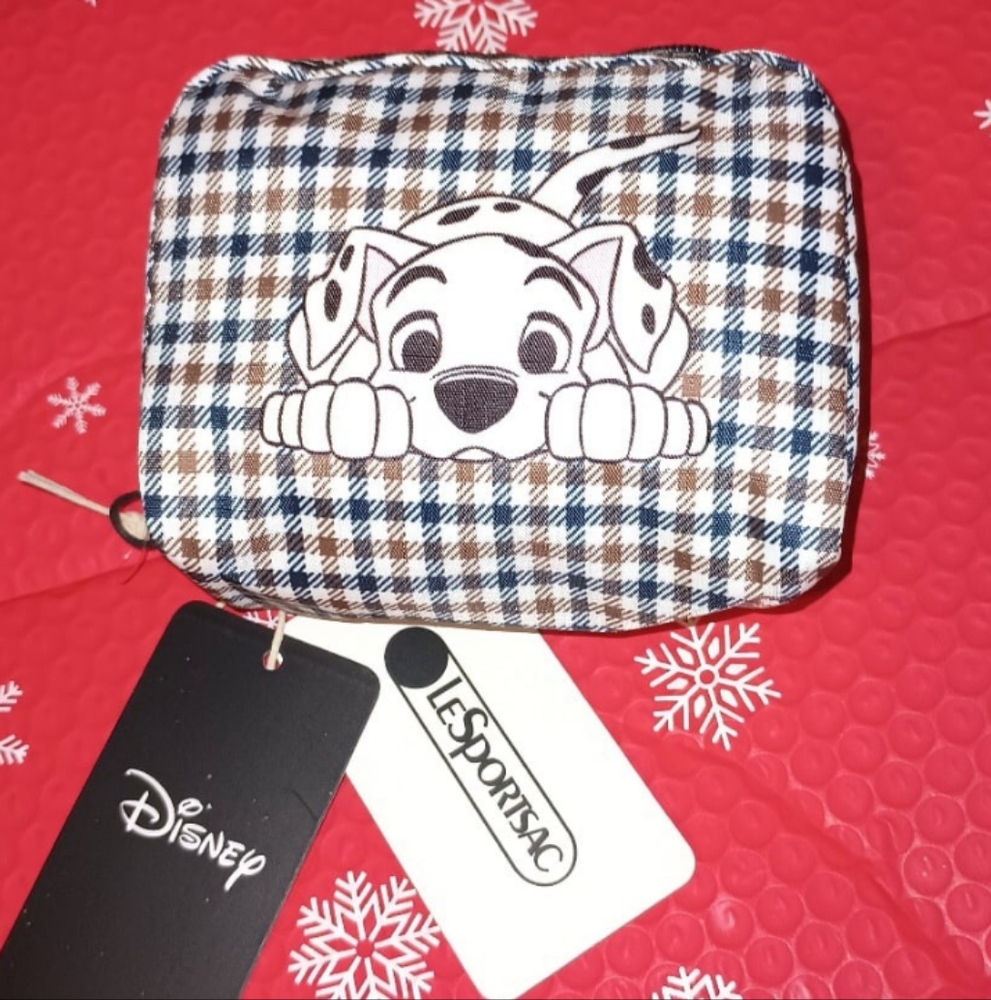 RARE Japan Released LeSportsac Disney 101 Dalmatians Plaid Pouch/Cosmetic Bag